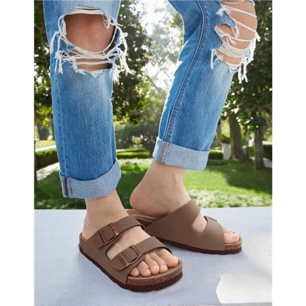 Unisex Cork Footbed Slide Sandal, Arch Support Summer Outdoor Sandals - Picture 2 of 7